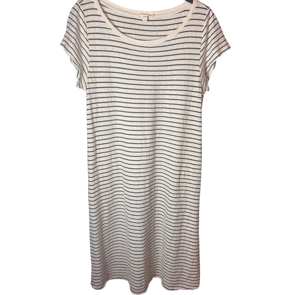 Eileen Fisher Striped T Shirt Dress Organic Cotton Hemp Blend Size S/P